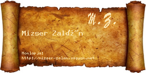 Mizser Zalán névjegykártya