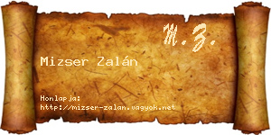Mizser Zalán névjegykártya